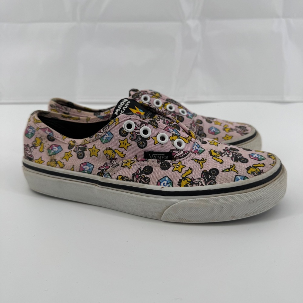 Vans Nintendo Mario Kart Princess Peach Authentic Pink Kids Shoes Size 2.5 - Picture 5 of 13